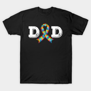 Autism Awareness Dad Father Acceptance Diffirent Ribbon Kids T-Shirt